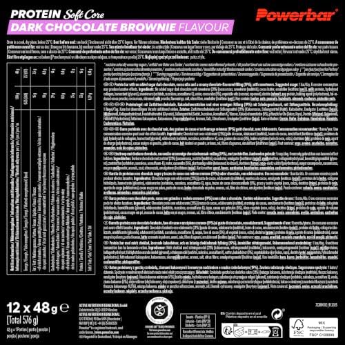 Barritas de Proteína - Soft Core - Dark Chocolate Brownie - 12x48 g - Barrita Proteica Alta en Proteínas y Baja en Azúcar