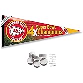 Kansas City Chiefs 4 Time 4x Super Bowl Champions Pennant Banner and Wall Tack Pads