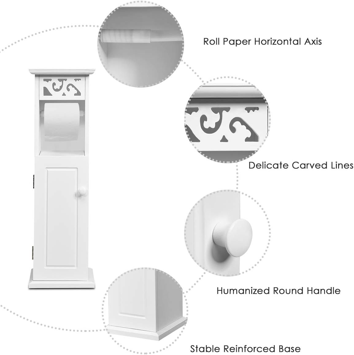 Floor Cabinets Home Kitchen Costway 3 Tiers Wooden Freestanding Bathroom Toilet Tissue Cabinet Paper Roll Holder 3 Tiers White Single Door Storage Cupboard Unit