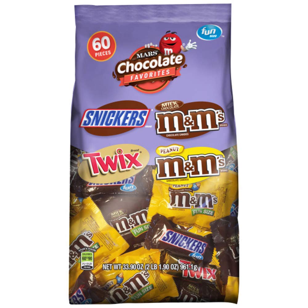 SNICKERS, M&M'S & TWIX Fun Size Chocolate Candy Variety Mix, 33.9-Ounce 60 Piece Bag : Grocery & Gourmet Food