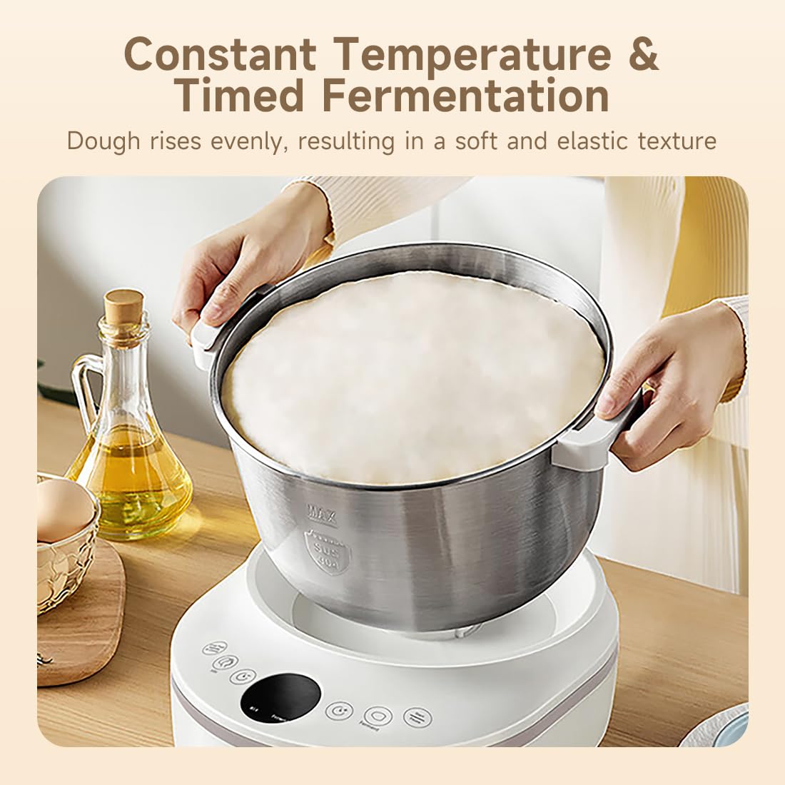 Joydeem Electric Dough Maker with Ferment Function, 5Qt Dough Mixer Machine, Perfect for Bread Pizza Roti Dumpling Dough & Sourdough, HMJ-A501