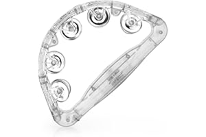 MIRACLE,M LED Tambourine - Musical Flashing Handheld Percussion Instruments for Adults - Light Up Tambourine with Batteries Included (White)