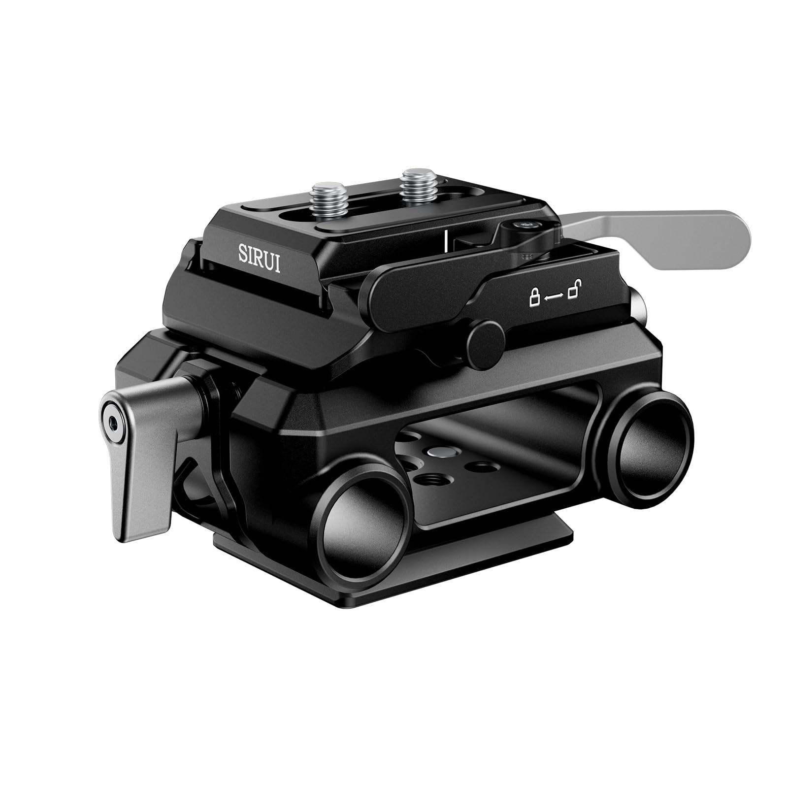 SIRUI 15mm Rail Support System with Arca Quick Release Plate, Camera Baseplate with Dual 15mm Rod Clamps for Tripod, Shoulder Rig, Follow Focus, AM-QA-LR