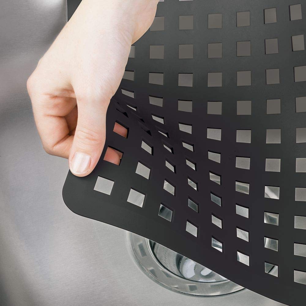 mDesign Decorative Kitchen Plastic Sink Protector Set, Quick Draining