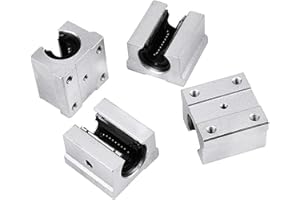 CNCMANS 4Pcs SBR25UU Linear Rail Bearing Slide Block 25mm Aluminum Open Block, CNC Parts for SBR25 256mm Linear Guide Rail