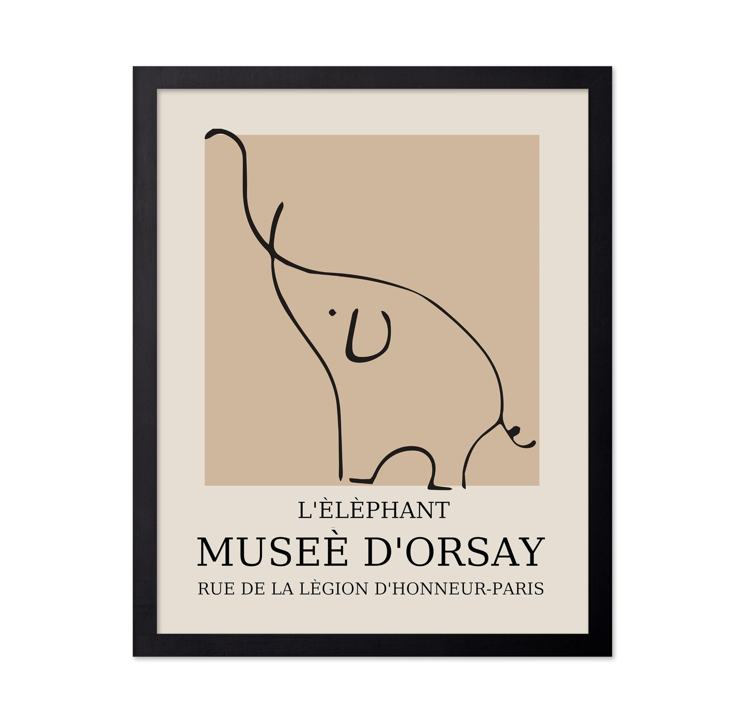 Photo 1 of Poster Master Vintage Poster - Retro Elephant Print - Line Drawing Art - Sketch Wall Art - Gift for Boys & Girls - Cute Wall Decor for Bedroom, Kid's Room or Nursery - 8x10 UNFRAMED Wall Art
