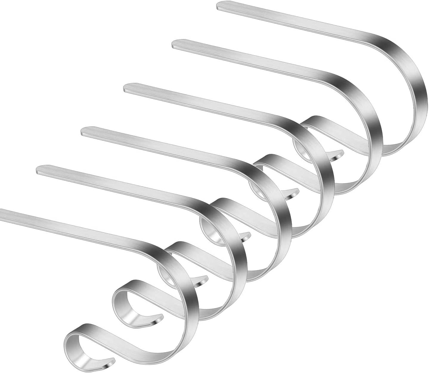 Ornament Hooks - Homgaty Christmas Stocking Holders for Mantle, 6 Pack Stocking Hanger Stocking Hooks Metal Fireplace Hanger for Christmas Party Decoration (Silver)