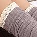Roniky 5 Pack Women Cotton Crochet Boot Socks with Lace Trim Knit Knee High Stockings