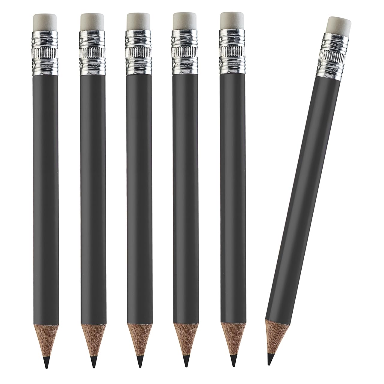 TH Golf 100pcs Golf Pencils, 4 Inch Mini Half Pencils with Eraser Sharpened Wood Mini Round for Schools Wedding Toddlers Home Corporate Multiple Colours (Black)