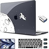 CISSOOK Case Compatible with MacBook Air 13.6 Inch 2022 2024 2025 2026 Model A2681 M2 A3113 M3 A3240 M4 Astronaut, Clear Black Space Hard Shell with Keyboard Cover for MacBook Air 13.6", Astronaut