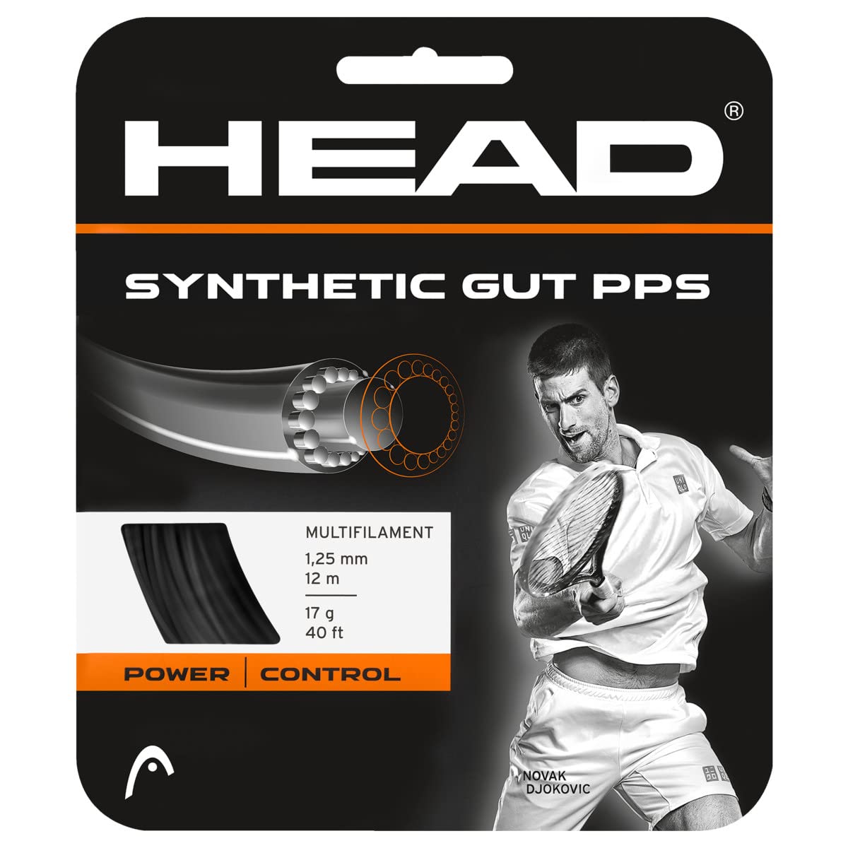 HEAD Unisex's Synthetic Gut PPS Set Racquet String-Multi-Colour/Black, Size 17