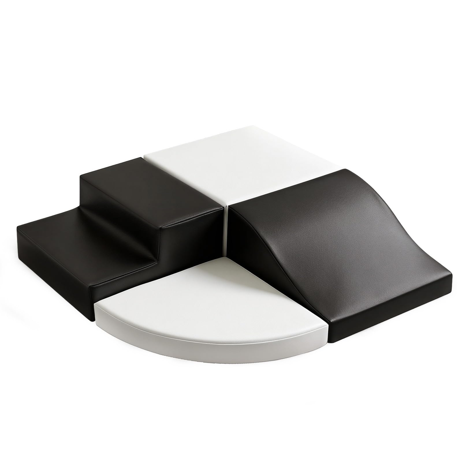 JungleDove 4-Pieces Climbing Toys for Toddlers: PU Leather Soft Play Set - Foam Climbing Blocks for Crawling and Sliding, Indoor Playground for Kids (Black-White) — image 1