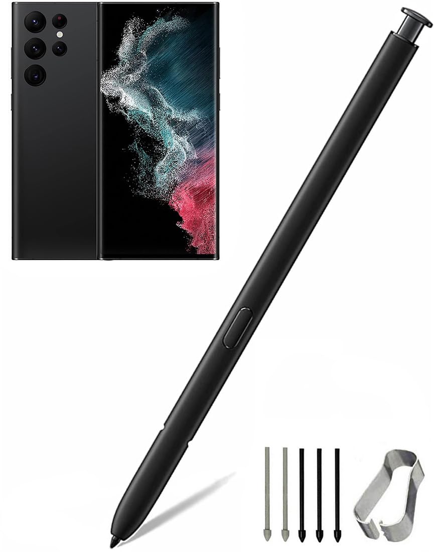 Galaxy S22 Stylus Pen Replacement for Samsung Galaxy S22 Ultra 5G Touch Stylus Pen, S22 S Pen Without Bluetooth Replacement + Tips/Nibs (Black)