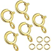 18K Gold Necklace Clasps - 5mm Spring Clasps for Jewelry Making, 4mm Jump Rings, Jewelry Clasps and Closures, Suitable for Jewelry Making Necklaces Bracelet