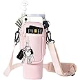 Water Bottle Carrier Bag with Phone Pocket for Stanley 40/30 oz Tumbler Neoprene Water Bottle Holder Pouch with Adjustable St