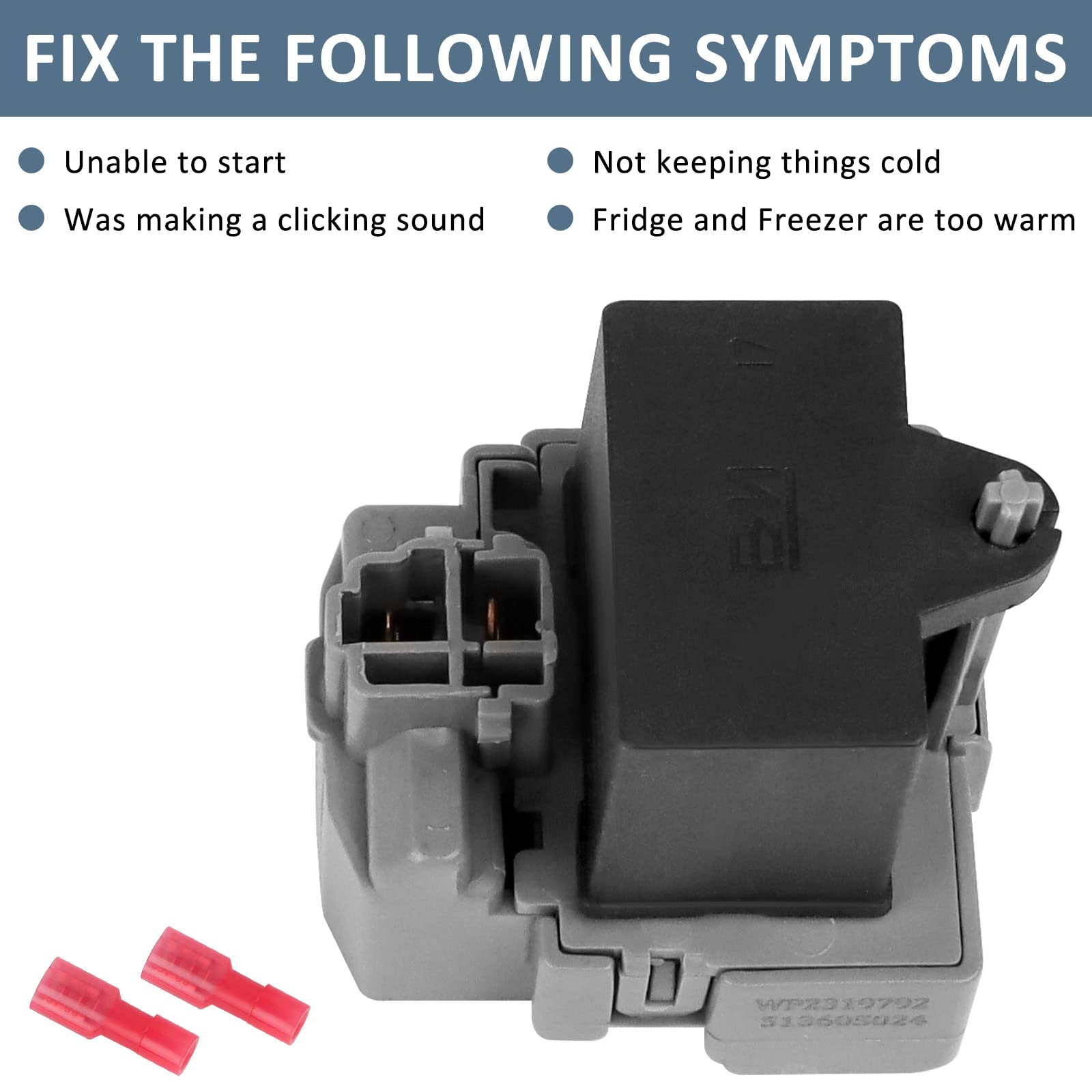 2319792 W10189190 W10197428 TSD2 Refrigerator Compressor Start Relay Device & W10662129 Run Capacitor by Fetechmate Compatible with Whirl-Pool Ken-More Refrigerator