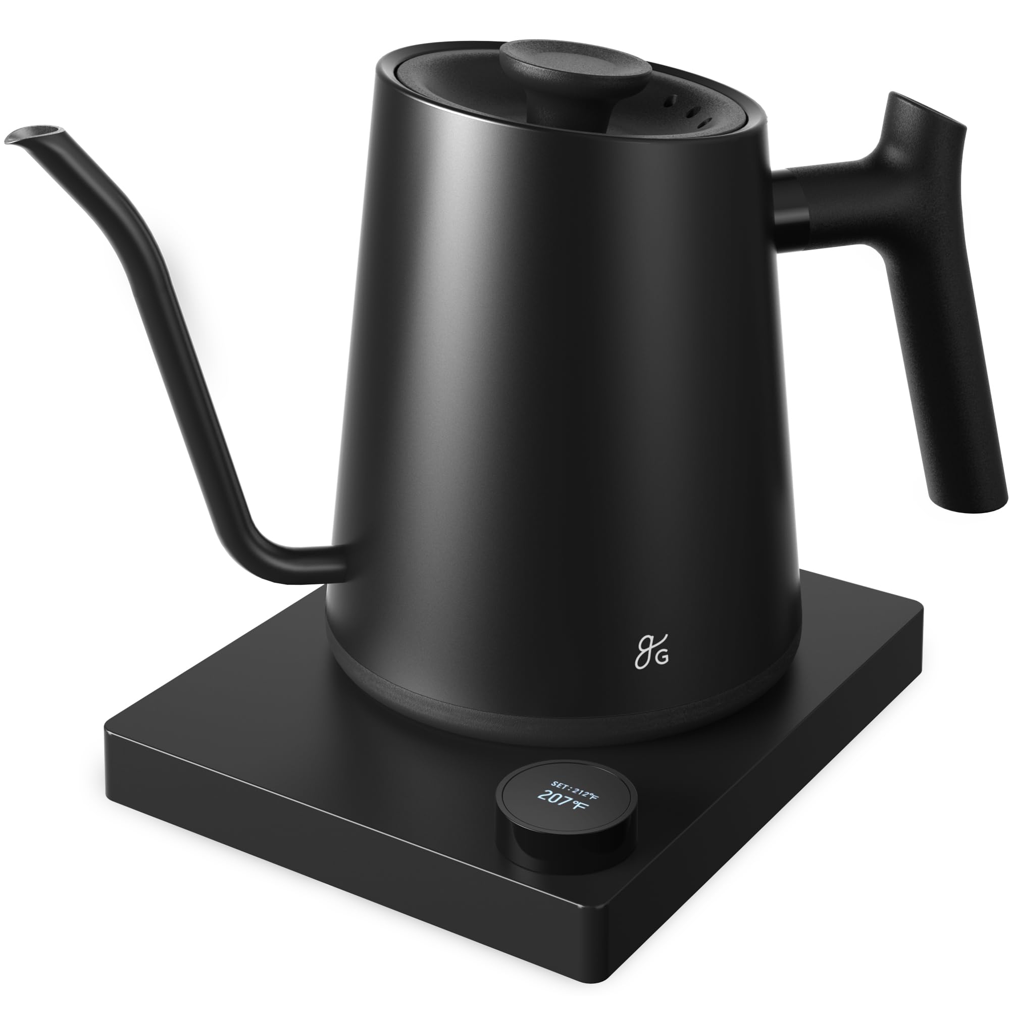 Photo 1 of **NEEDS CAP**Greater Goods Electric Gooseneck Kettle, 1200W Stainless Steel with Precision Temperature Control, Fast Boil, BPA-Free, Ideal for Pour Over Coffee and Tea,1L (Onyx Black)