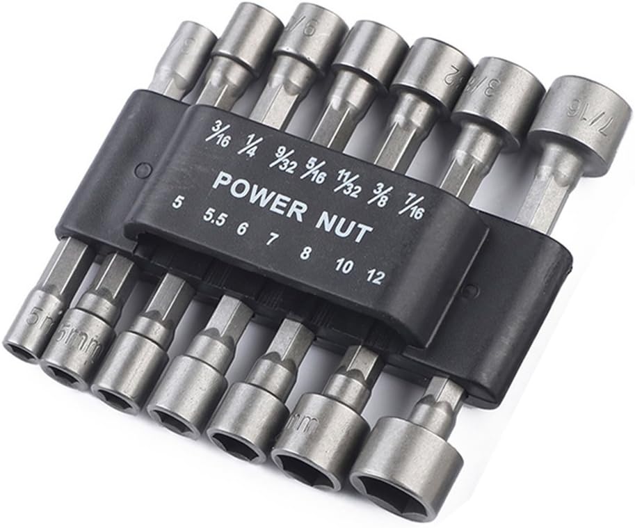 OUNONA 14PCS 5-12mm Imperial Socket Nut Impact Driver Adapter Drill Bits 1/4 Inch Hex Shank Tool Set Nut Driver Socket Bit Set - Image 4