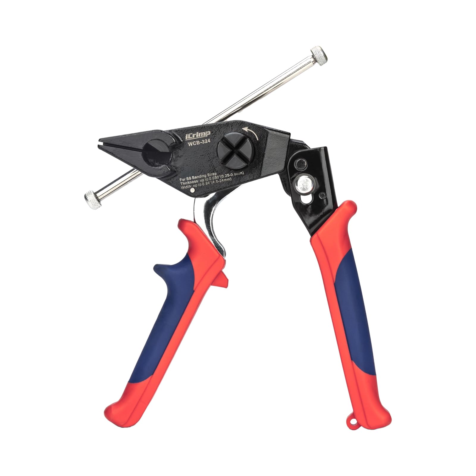 iCrimp Stainless Steel Banding Tensioning and Cutting Tool WCB-324, Fastening Wing Seals L-Clips Ear-Lokt Buckles, for Stainless Steel Straps up to 24mm Wide