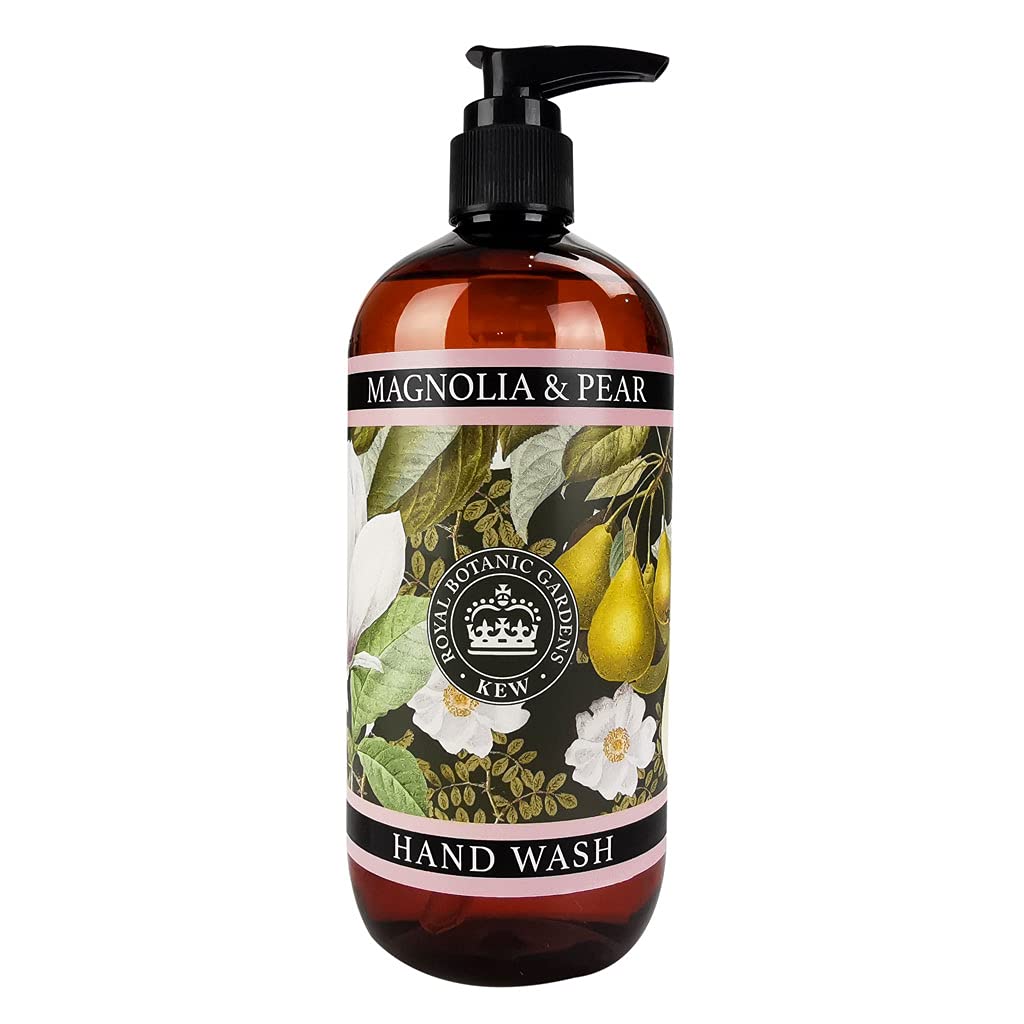 The English Soap Company Kew Gardens Magnolia and Pear Hand Wash - Luxury Vegan Hand Wash Enriched with Aloe Vera and Vitamin E - Floral Fruity Scent, Cruelty-Free, Made in England - 500ml