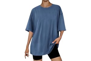 Gcvizuso Oversized Tshirts for Women Summer Trendy Loose Tops Casual Solid Y2k Workout Shirt Dressy Short Sleeve Blouse