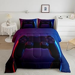Games Comforter Set Purple Gamepad Player Gaming