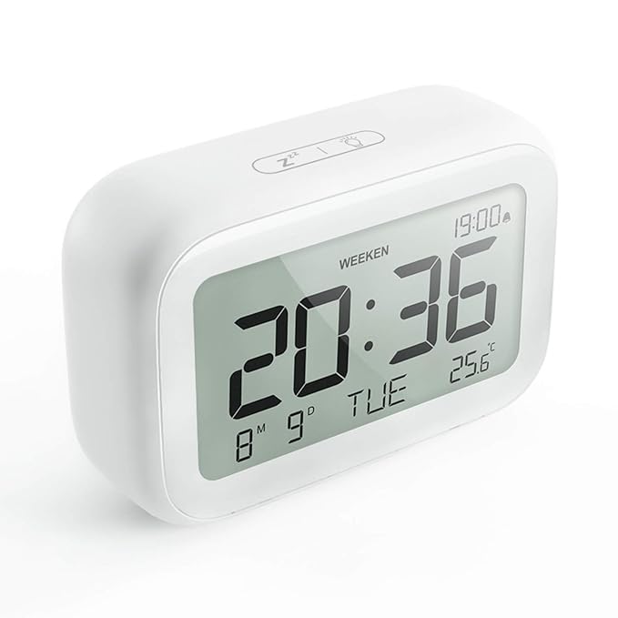 HAPTIME Digital Alarm Clock with Modern Minimalist Style LCD Display