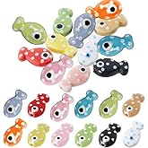 SUPERFINDINGS 60Pcs 12 Colors Porcelain Ceramic Fish Beads Loose Fish Spacer Beads Fishes Printed Bead Cute Animal Craft Loose Bead for DIY Craft Jewelry Making