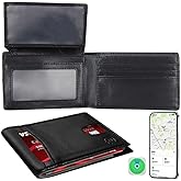 Smart Tracker Wallet for Men,Compatible with Android and Ios, Mens Wallet GPS Tracker Card Holder With Men Gift for Christmas. (Carbon Black) (ID window, Black)