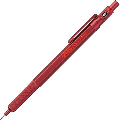 rOtring 600 Mechanical Pencil 0.7 mm Red All-Metal Body Hexagonal