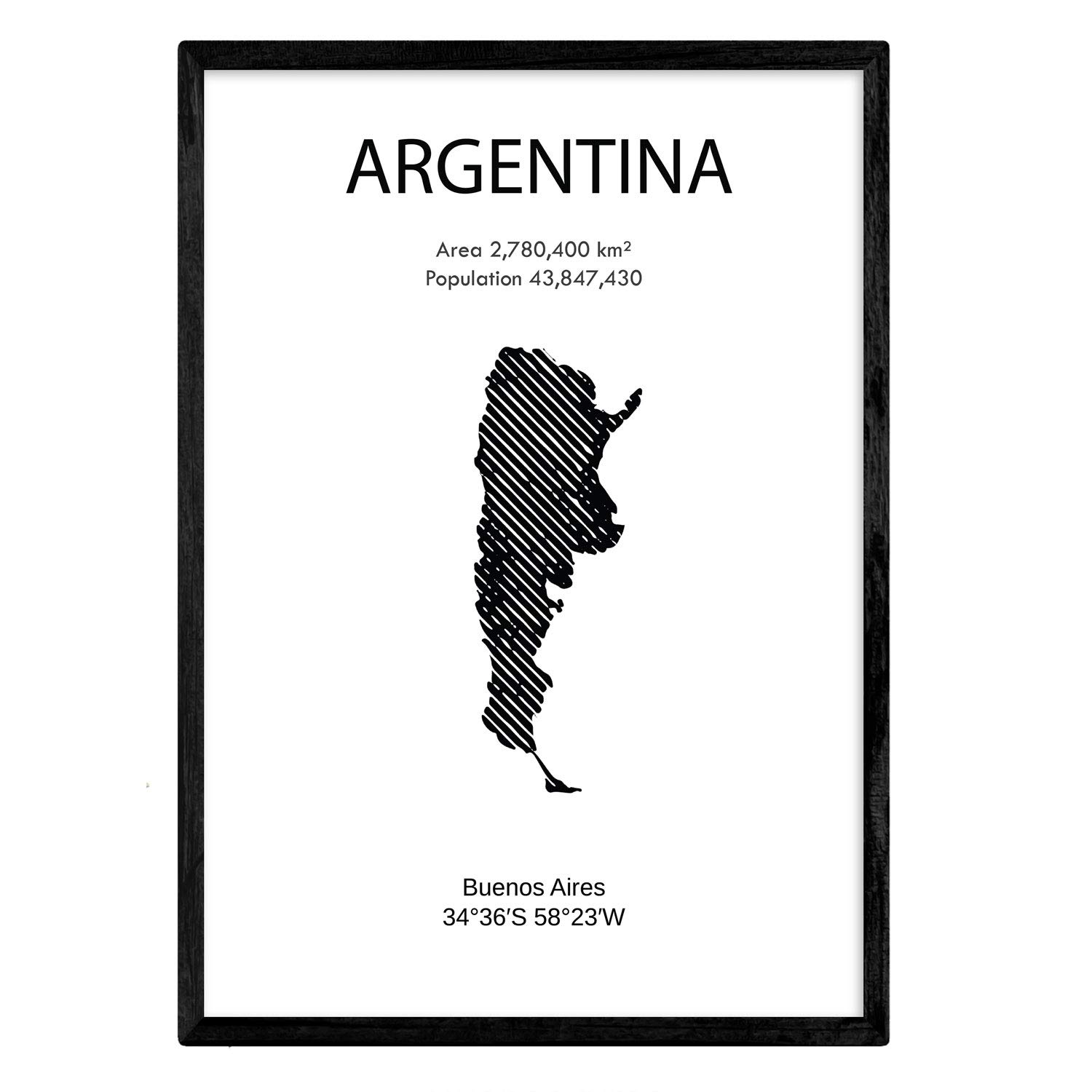 Nacnic Poster of Argentina. Sheets of countries and continents. A4 size