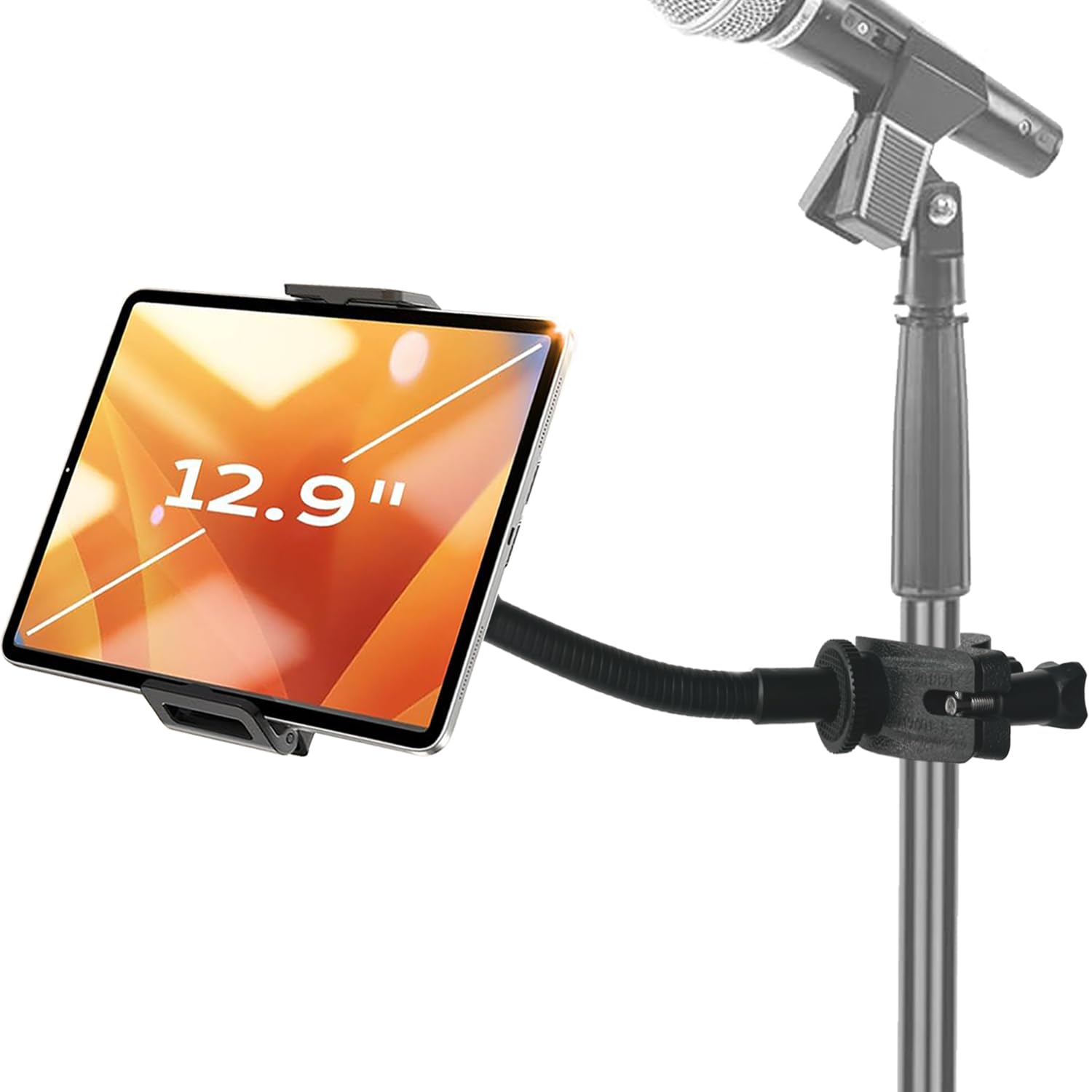 JCWINY IPad Mic Stand Holder, Flexible IPad Holder For Mic Stand