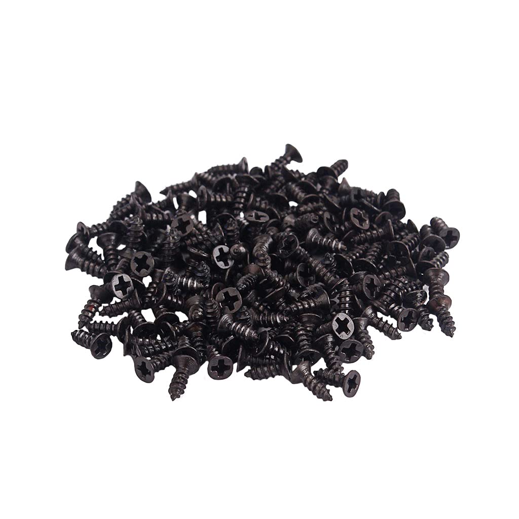 Alnicov 100Pcs 2x6mm Wood Particle Self-Drilling Wood Screws Hardware Accessories Black