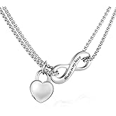 XIUDA Infinity Urn Necklace for Human Ashes Always in My Heart Cremation Necklace Stainless Steel Memorial Ash Jewelry for Women