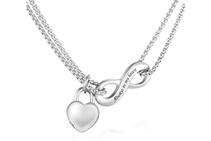 XIUDA Infinity Urn Necklace for Human Ashes Always in My Heart Cremation Necklace Stainless Steel Memorial Ash Jewelry for Women