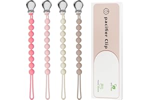 Pacifier Clips for Baby Girls Boys - Loviomad Silicone Paci Clip for Philips Avent Soothie Binky Holder, Baby Newborn Essentials Shower Birthday Gift (4-Pack)