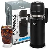 VINCI Express Electric Cold Brew Coffee Maker, 10-Minute Fast Brewer (68oz) | 3 Brew Strengths, Smooth Low-Acid Coffee, Minimal Sediment, Self-Clean Cycle, Airtight Storage Lid, 2L Glass Carafe
