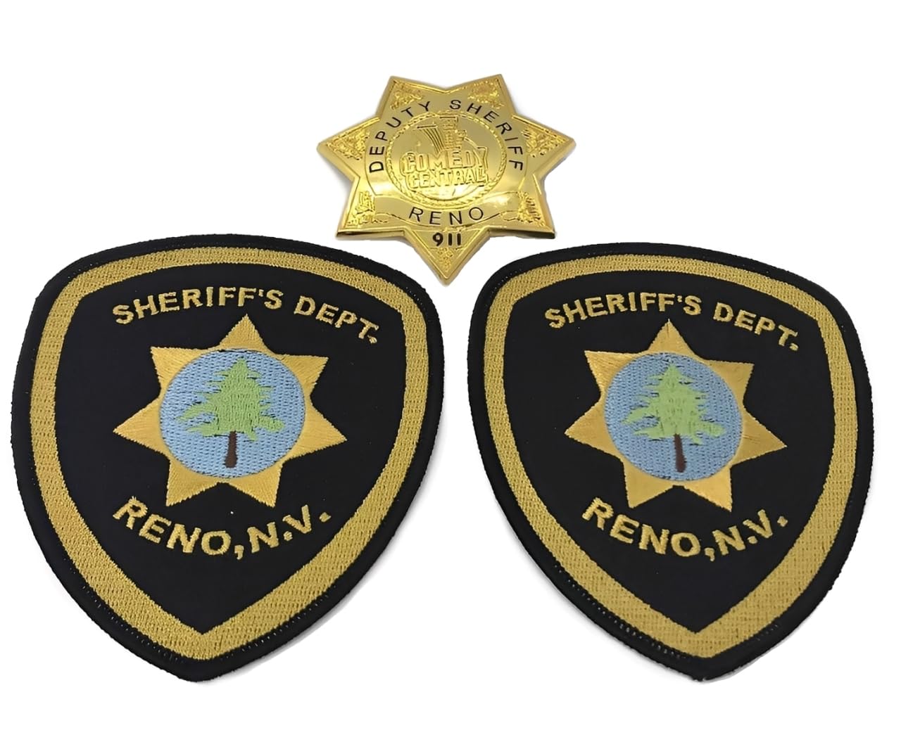 OEM Reno 911 Deputy Sheriff Star Badge + Dept Shoulder Patch 2 Central Comedy Police