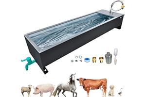 Paiaojia Automatic Livestock Water Trough Animal Stainless Steel Larger Automatic Waterer with Float Valve Kit for Goat Cattle Horse Hog Pigs Dog Water Dispenser Outdoor, 39.5"*11.8"*7.8",12 Gallons