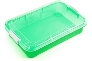 MADZEE 15Inch Portable Sensory Bin Play Tray with Lid, Fill with Water, Sand, Beads and More (Green)