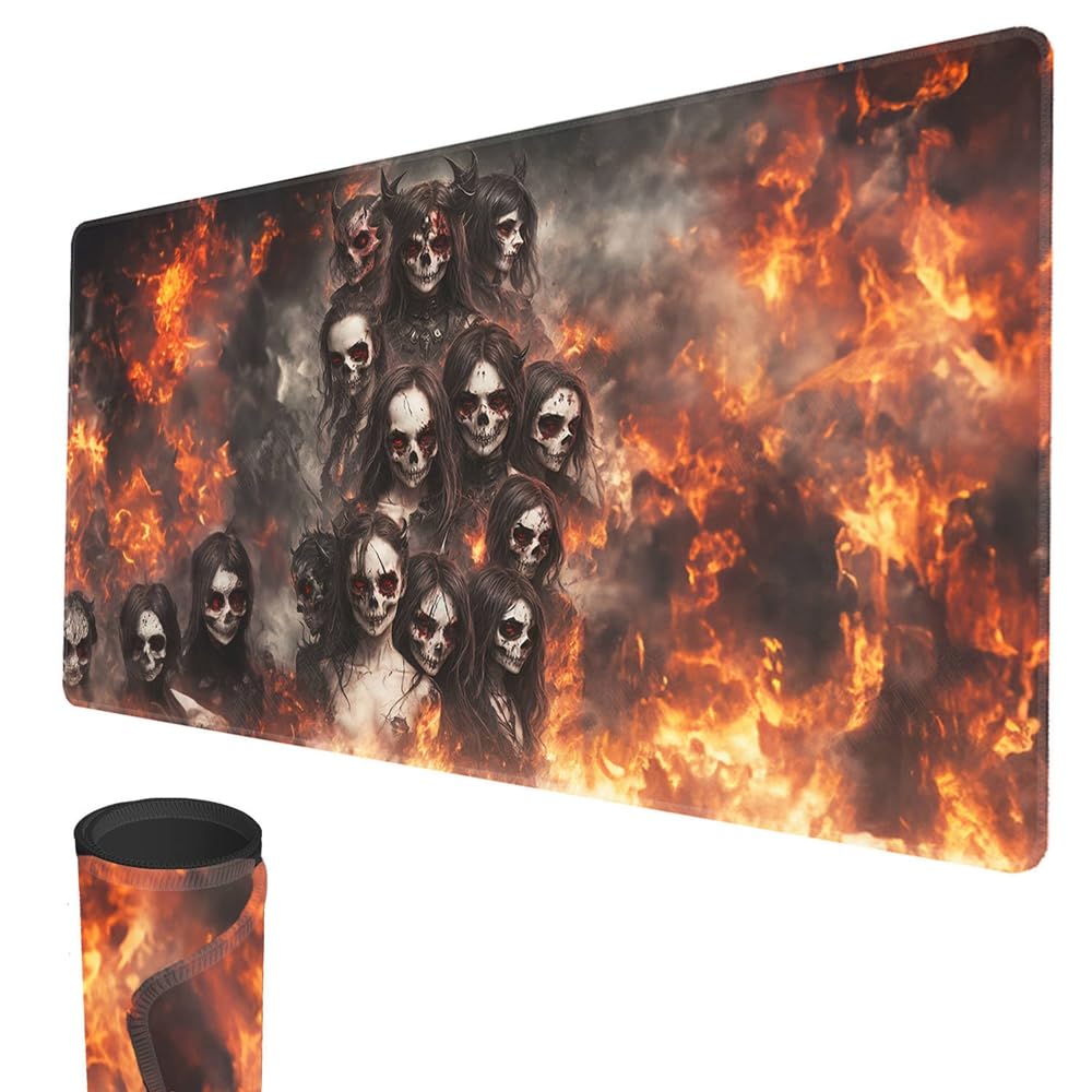 smatcamp MTG Playmat, 24" x 14" TCG Playmats Stitched Edges Smooth Rubber Surface Battle Board Game Mousepad for Halloween (Zombie)