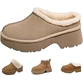 Fashion Platform Clogs for Women's Casual Outdoor Slip on Plush Lining Slippers Comfortable Outdoor Non Slip Women's Mules & Clogs