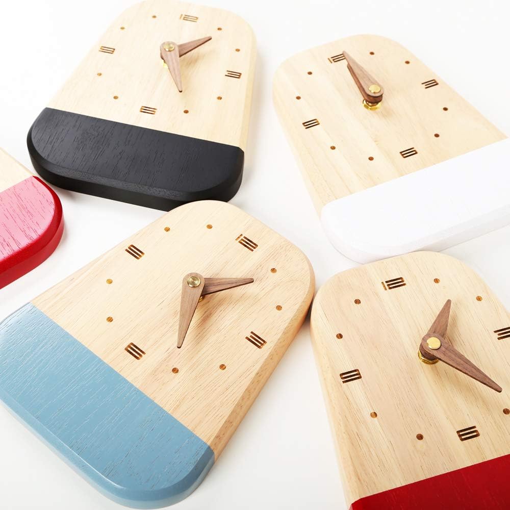 HROOME Modern Small Desk & shelf Clock Battery Operated Silent Non Ticking Decorative Solid