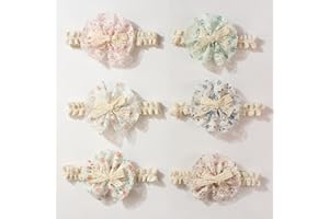 6Pcs Baby Lace Headbands with Cute Floral Print Bows, Soft Elastic Hair Accessories for Newborns, Infants & Toddlers (Set A)
