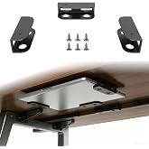 Under Desk Laptop Mount &amp; Wall Storage Holder, Black | for MacBook, iPad, Keyboards, Router | Includes Adhesive &amp; Screws, with Anti-Scratch Silicone
