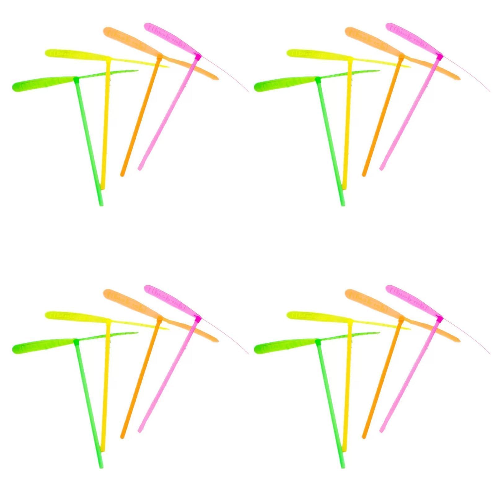 SGETHCH 15 Pcs Hand Rub Flying Propellers - Retro Dragonfly Manual Spin Helicopters - Lightweight Outdoor Flying Novelty for Garden Games, Parties & Event Bag Fillers - Assorted Colours