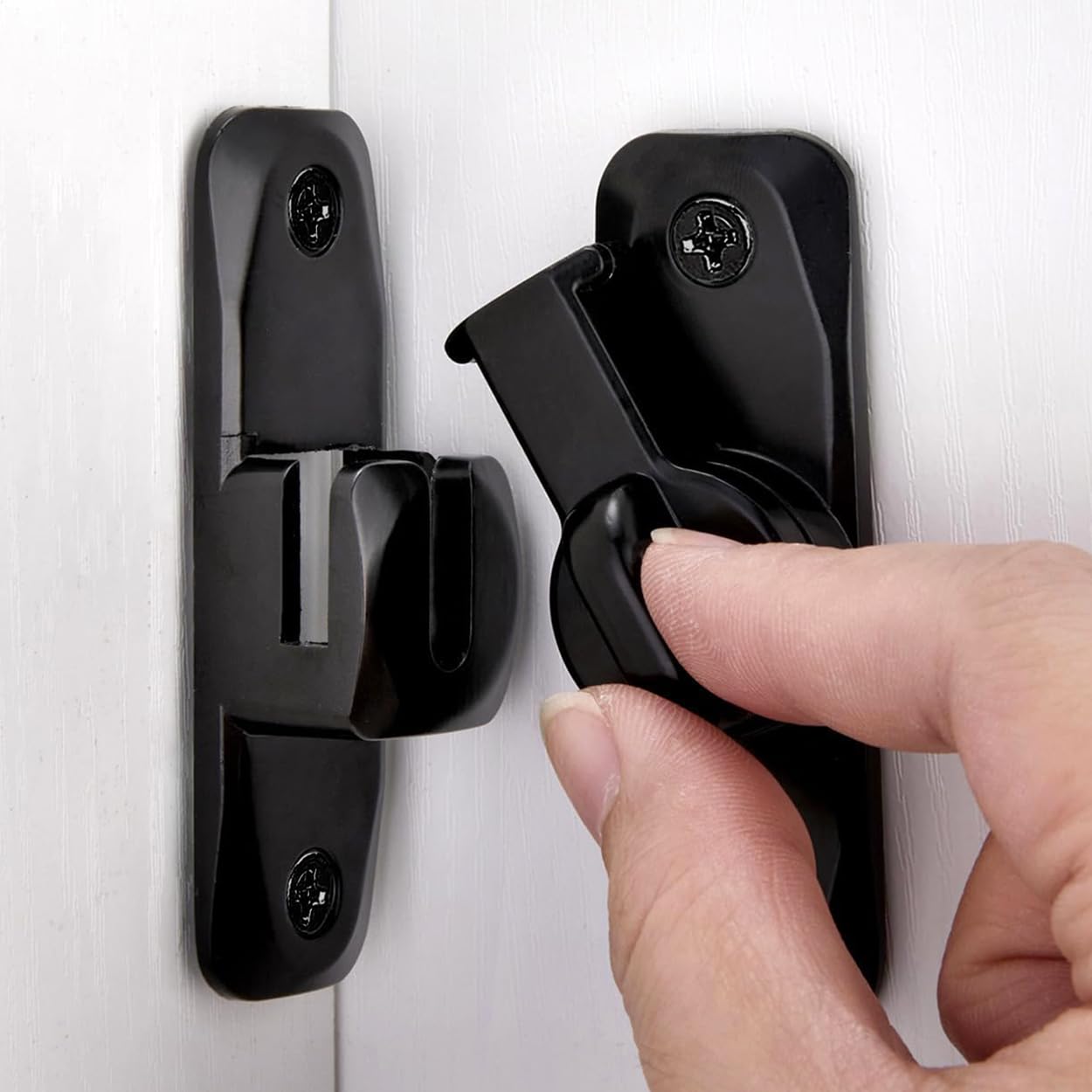 Litensh Flip Door Latch Lock, 90/180 Degree Right Angle Barn Door Gate Latches Lock Zinc Alloy Hardware Bold Thickened Anti-Rust Door Sliding Door Latch Lock fo Cabinets (1, Black)