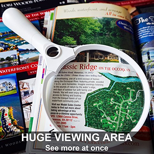 image for Fancii 5.5 inch Extra Large LED Handheld Magnifying Glass with Light -