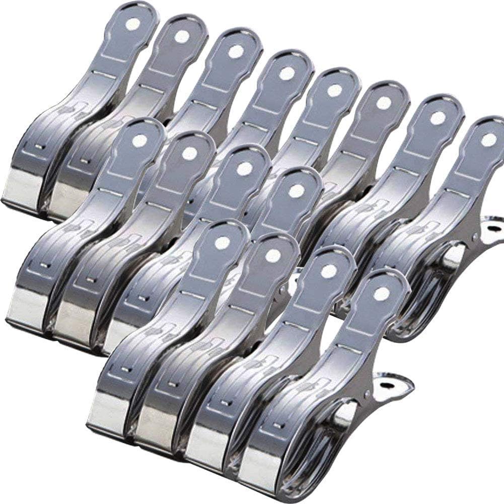 Amazon Co Jp Cwyx 布団ばさみ 16個セット14cm ステンレスクリップ 布団ピンチ 最大9cm開口 挟む力強い 防風 ベランダ 布団 服 靴下 タオル 靴など物干し適用 ホーム キッチン