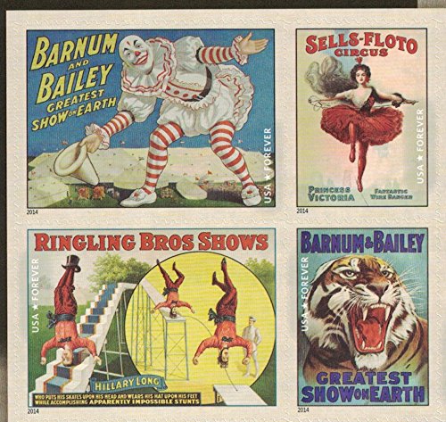 USPS Vintage Circus Posters, Forever U.S. Postage Stamps, Sheet of 16